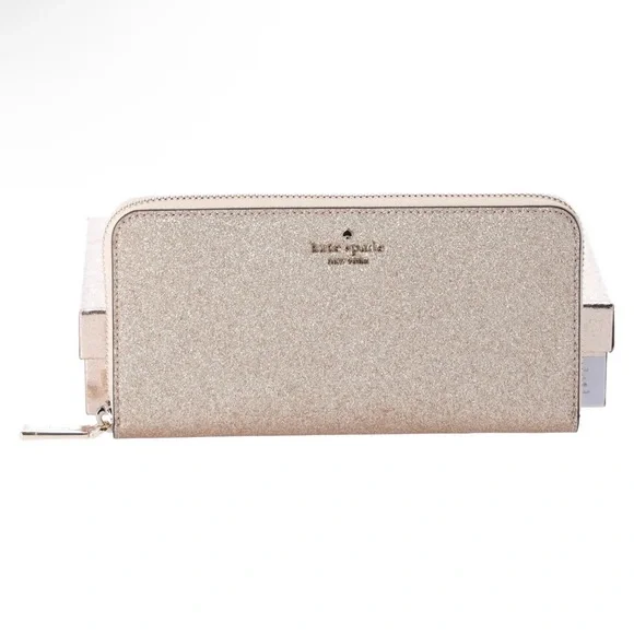 Kate Spade Shimmy Tinsel Glitter Boxed Large Continental Wallet Gold Holiday - Picture 8 of 8
